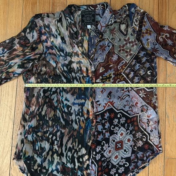 Johnny Was Silk 2 Print Button Up Blouse With Silk Cami - Picture 8 of 9